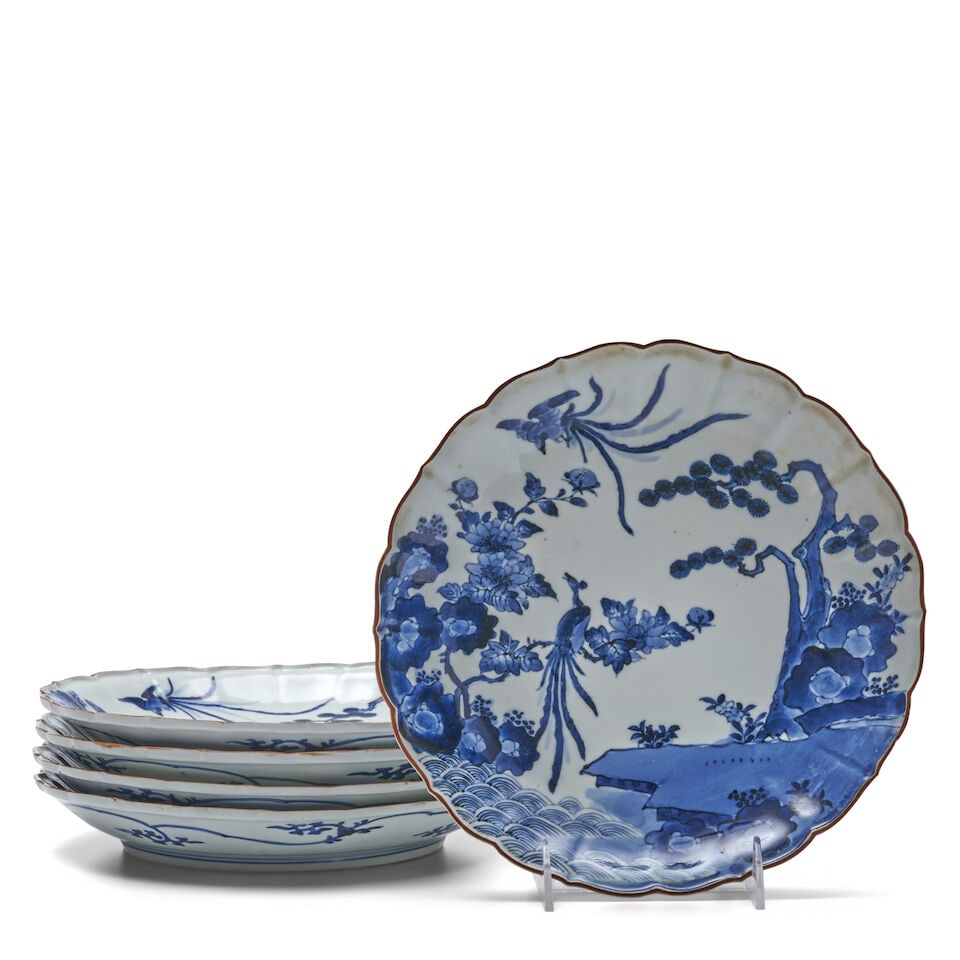 A Set of Five Large Arita Blue and White Dishes, Japan, 19th century, (5) (1 of 3)