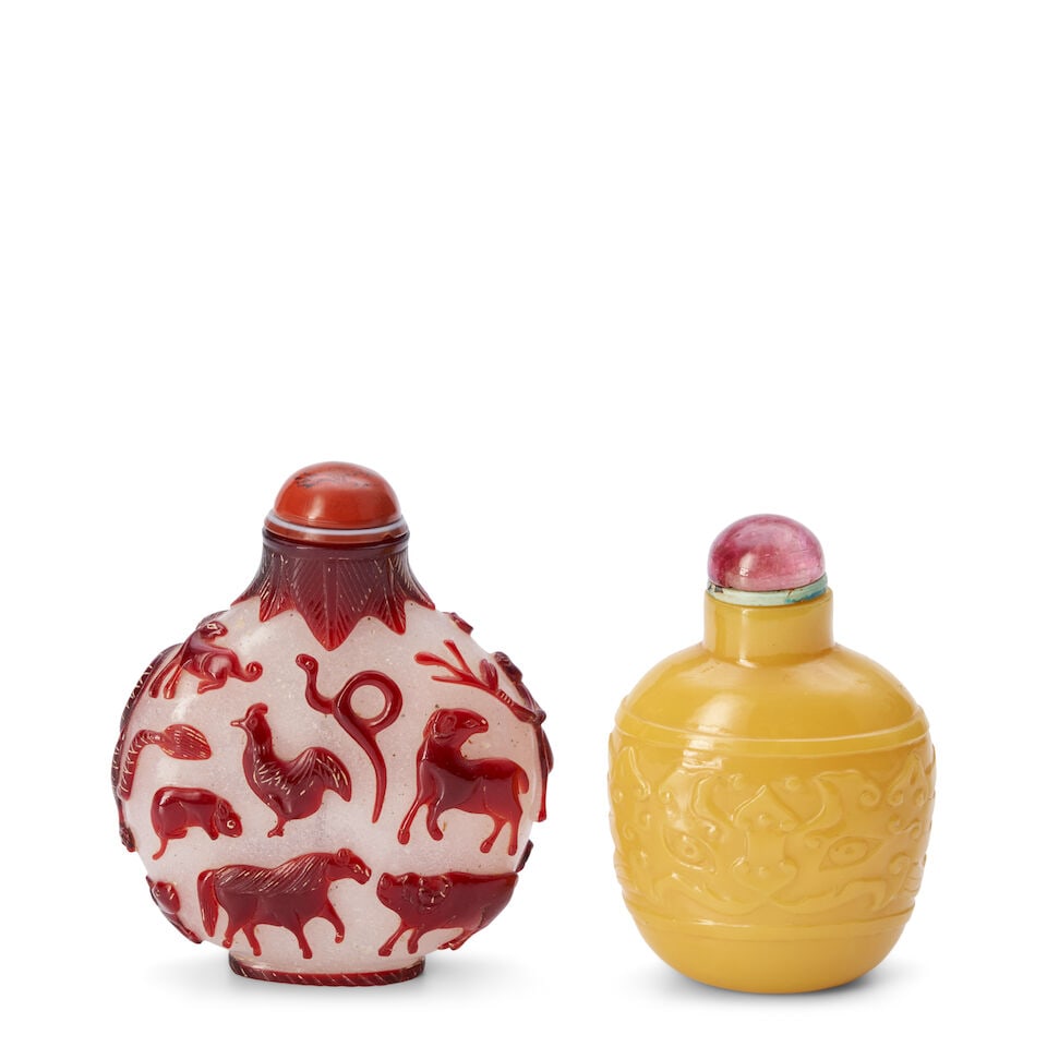 Two Large Glass Snuff Bottles, China, (2) (1 of 2)