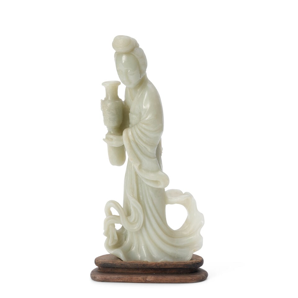 A Jadeite Figure of Guanyin China, 19th/20th century, (1 of 2)