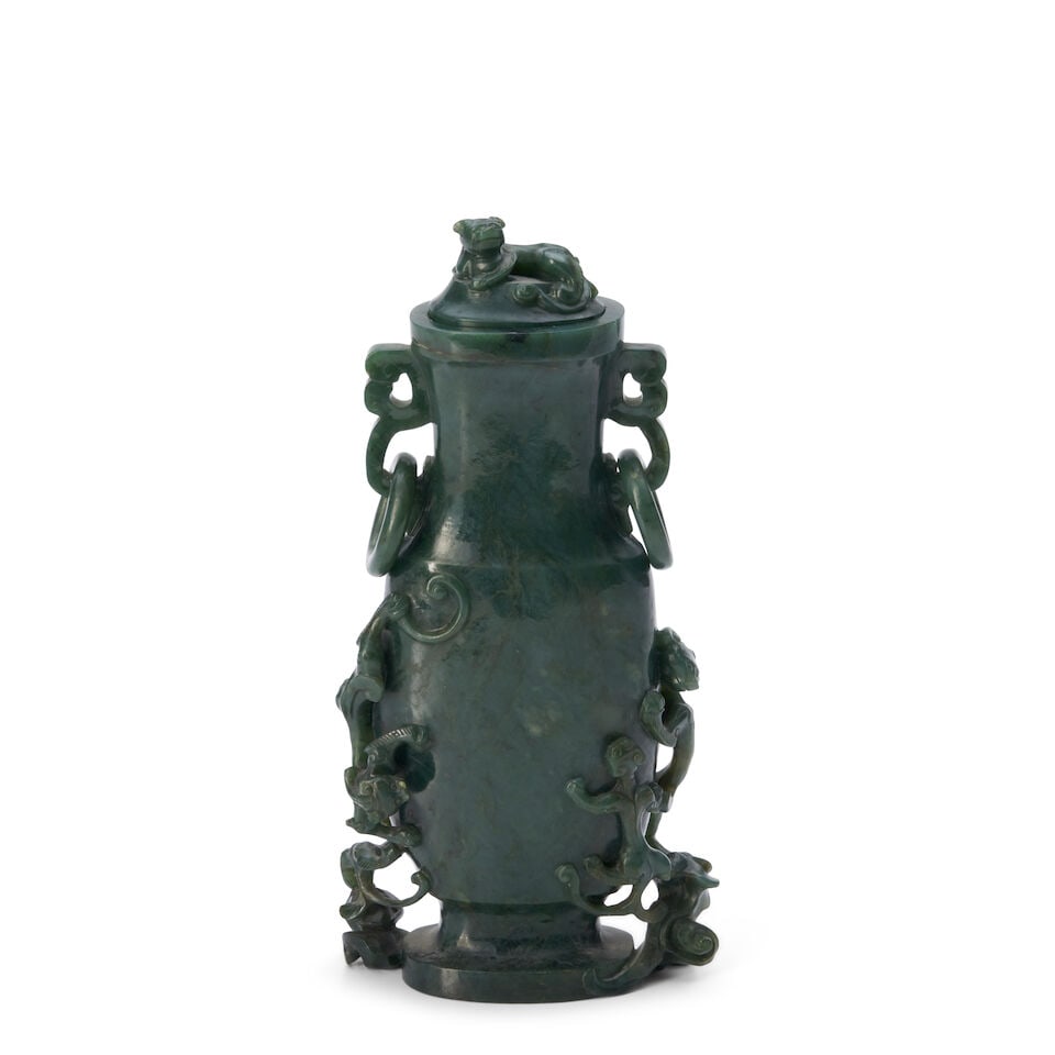 A Hardstone Covered Vase China, 20th century, (1 of 2)