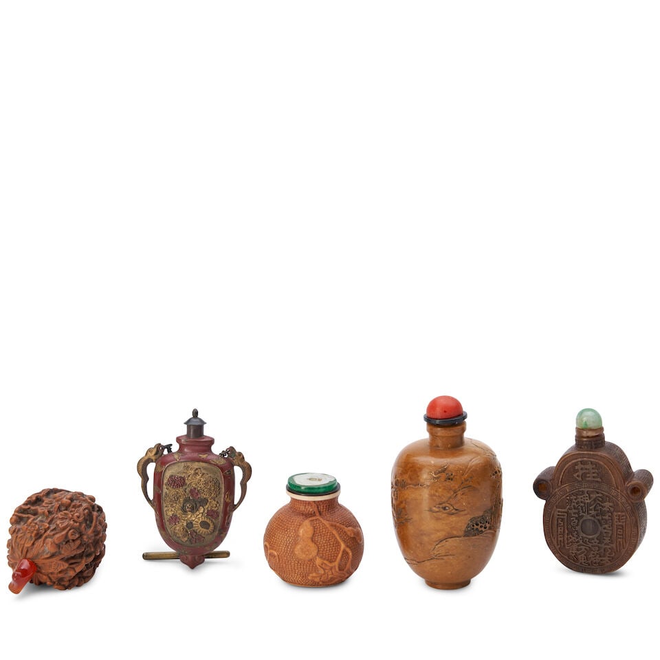 Five Snuff Bottles of Mixed Materials, China, (5) - 2
