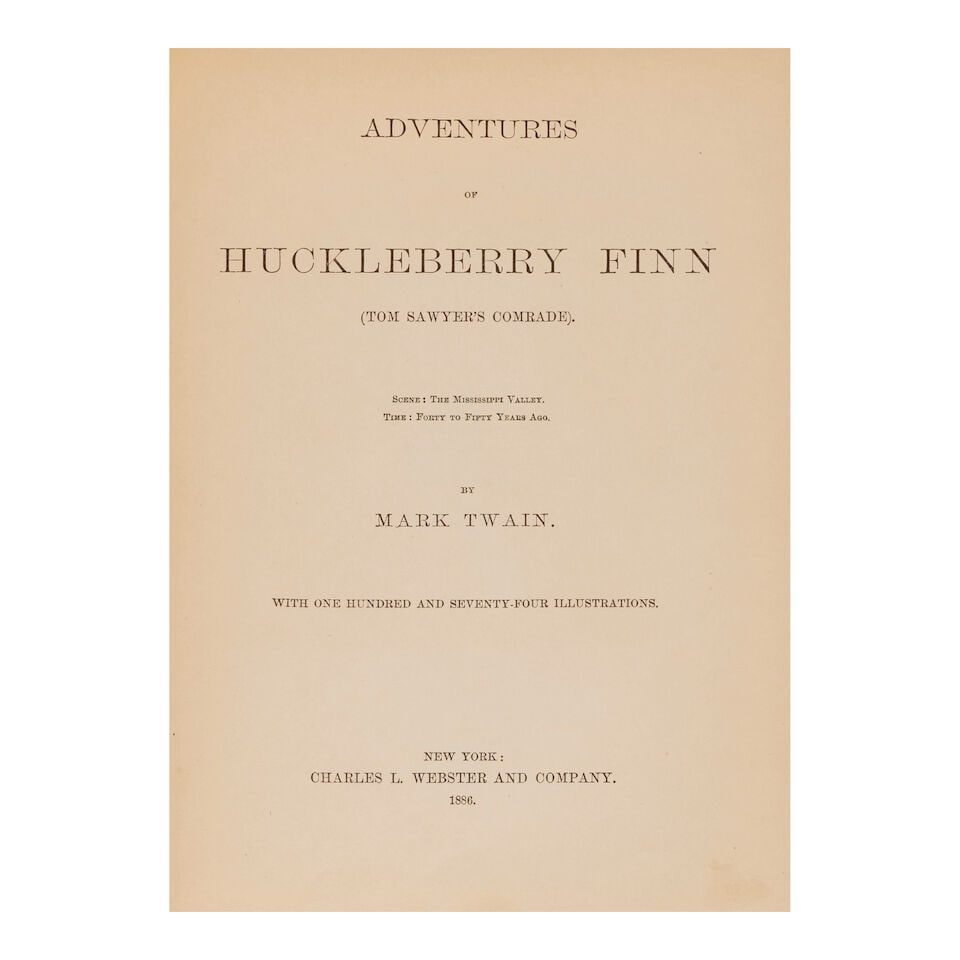 Early Edition Of Twain's Classic. CLEMENS, SAMUEL LANGHORNE ('MARK TWAIN'). 1835-1910. The Adve... (1 of 4)