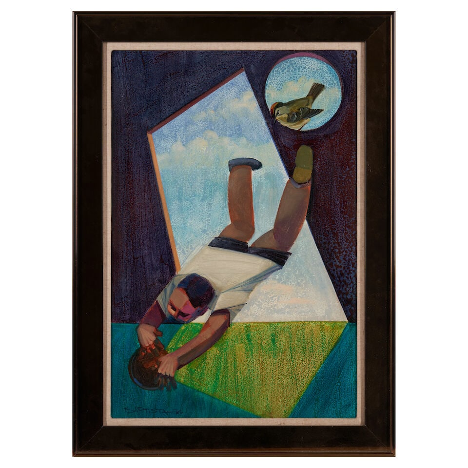 Hugo Baptista (Venezuelan, born 1935) Goalie Catch (framed 74.5 x 54.0 x 2.1 cm (29 5/16 x 21 1/... - 4