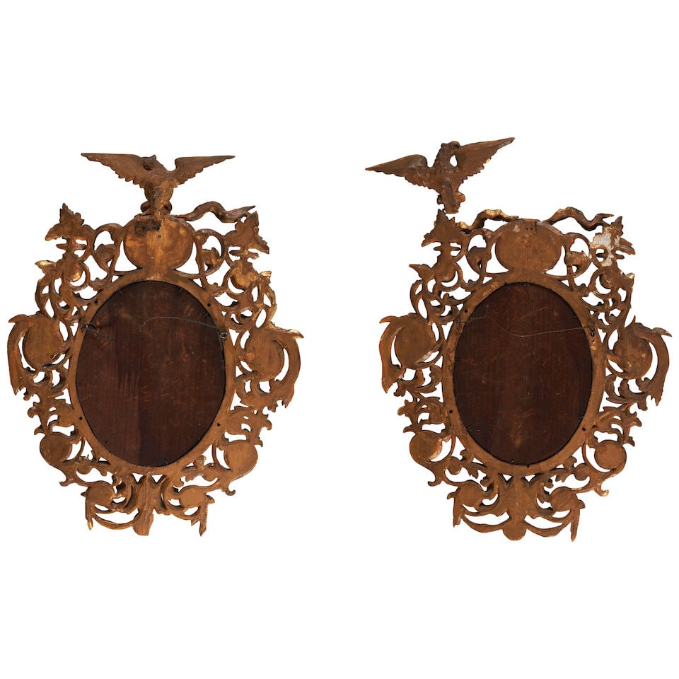 Pair of Victorian Giltwood Wall Mirrors with Eagle Crests, 19th Century, - 2