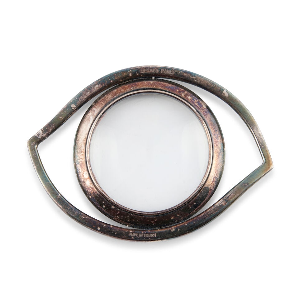 Hermes 'Eye Of Cleopatra' Oeil Magnifying Glass, France, c. 1960, silver-plated brass, glass, im... - 3