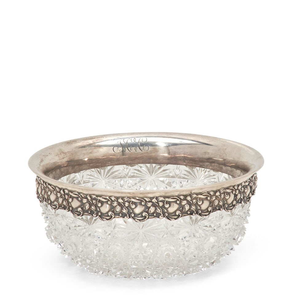 Sterling Silver-mounted Brilliant Cut-glass Bowl, (1 of 2)