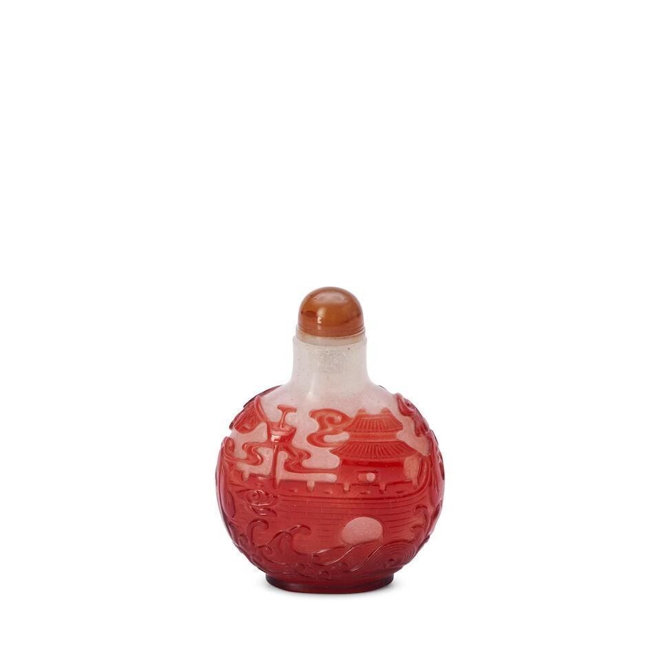 A Red Overlay Glass Snuff Bottle, China, - 2