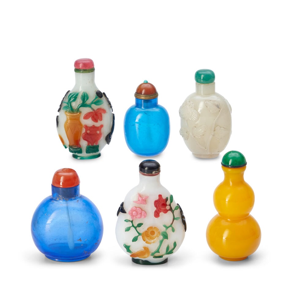 Six Glass Snuff Bottles, China, (6) - 2