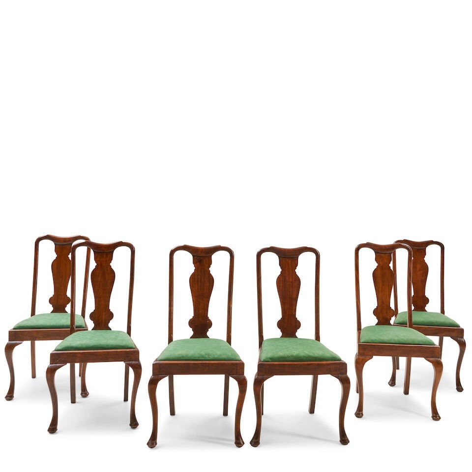 Set Of Six Queen Anne Style Mahogany Side Chairs, c. 1840 and later, (1 of 2)