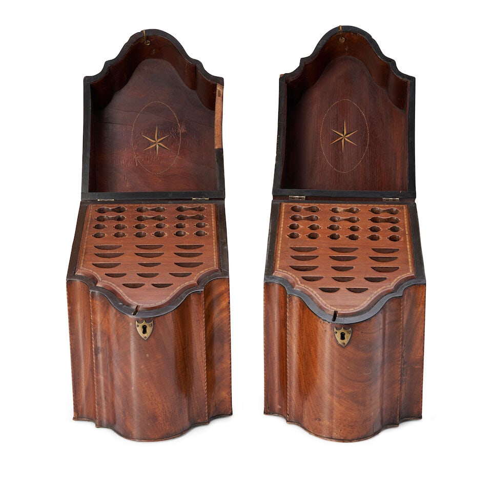 Pair of George III Inlaid Mahogany Knife Boxes, circa 1800, - 2