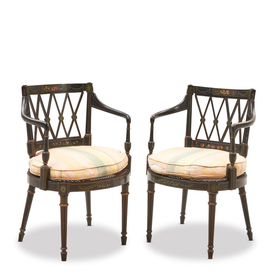 Pair Of Two Fancy-painted Armchairs, Possibly American, late 19th/early 20th century, - 2
