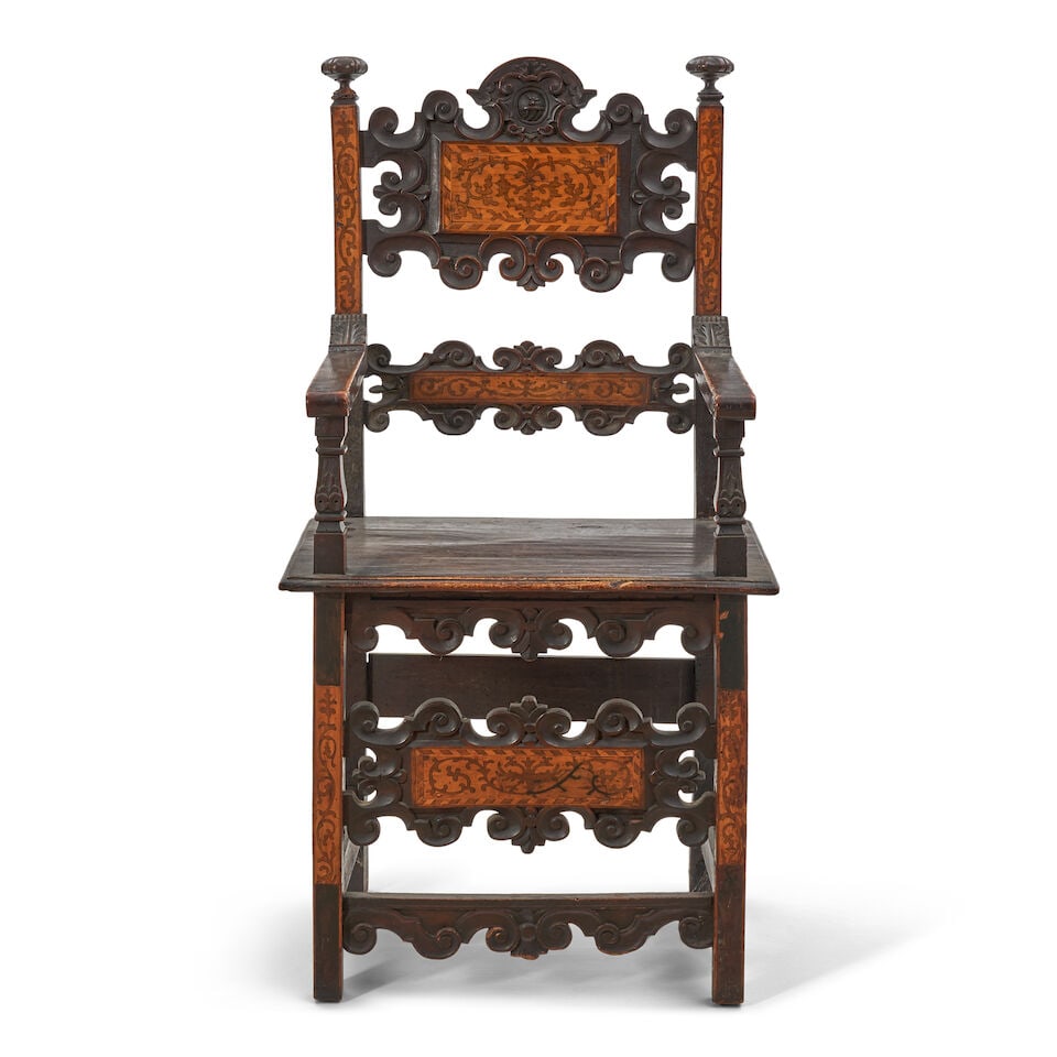 Italian Baroque-style Armchair, probably 19th century, (1 of 2)