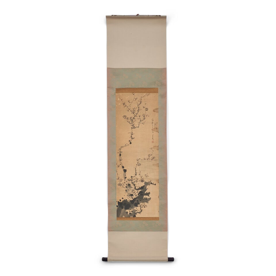 A Hanging Scroll of Prunus, Japan or China, 19th/20th century, (1 of 2)