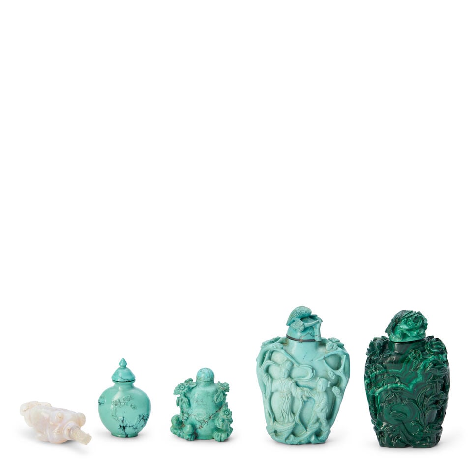 Five Carved Stone Bottles, China, (5) (1 of 2)