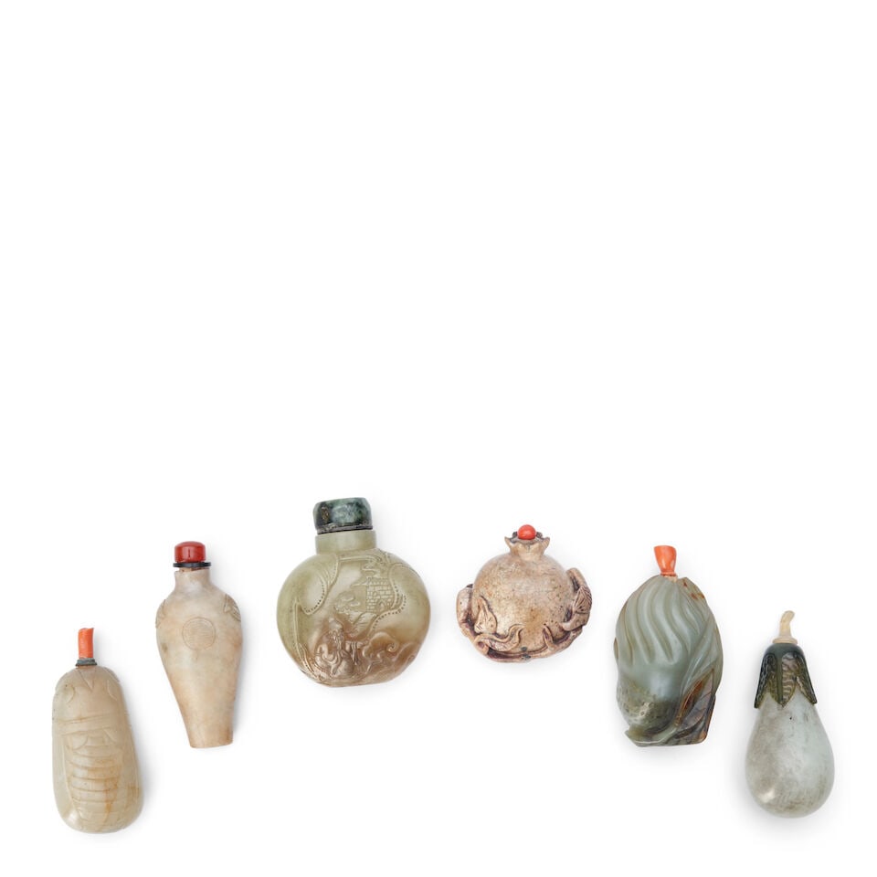 Six Nephrite Bottles, China, (6) - 2