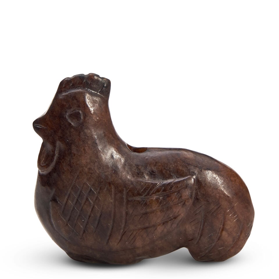 A Dark Brown Nephrite Carving Of A Rooster, China, (1 of 2)