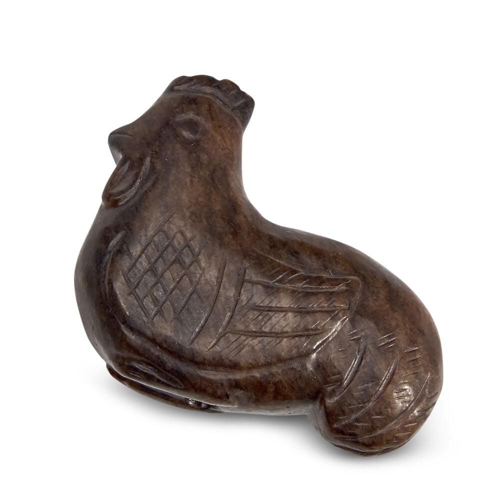 A Dark Brown Nephrite Carving Of A Rooster, China, - 2