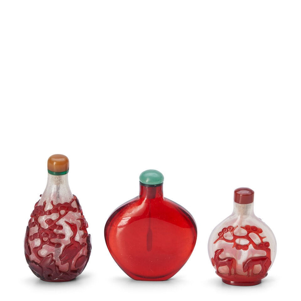 Three Glass Snuff Bottles, China, (3) (1 of 2)