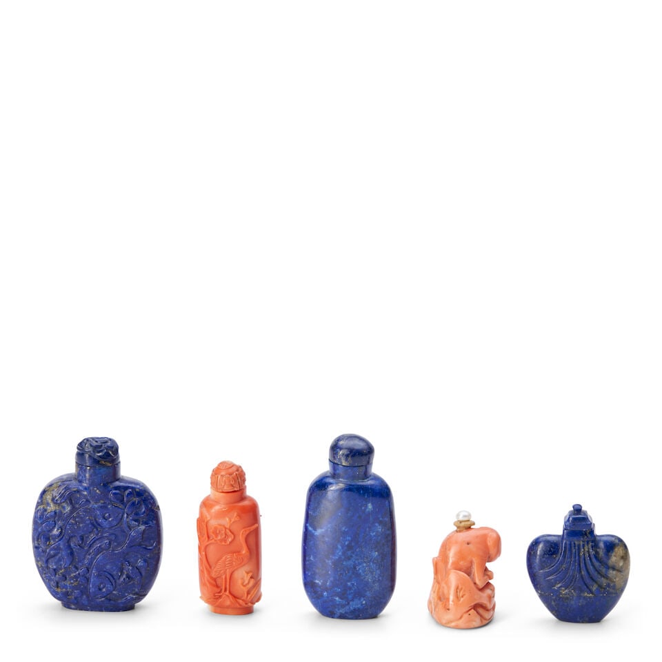 Five Carved Stone Bottles, China, (5) - 2