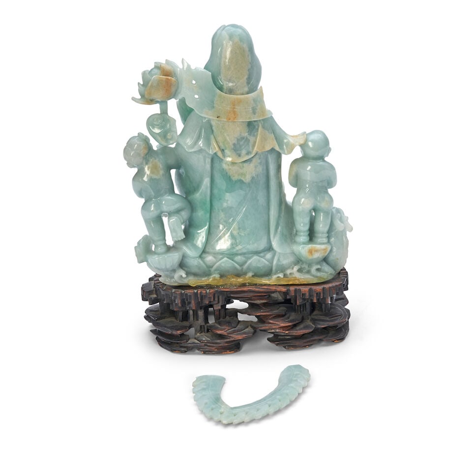 A Jadeite Guanyin Figural Group, China, 20th century, - 2