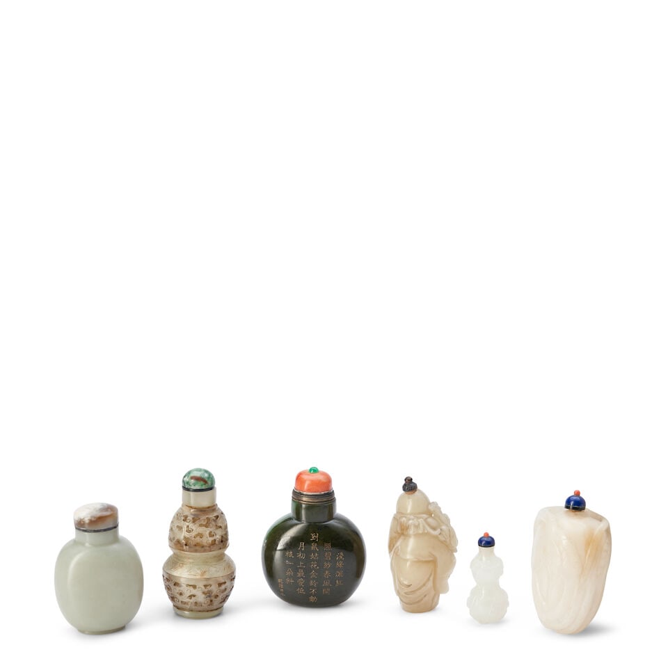 Six Nephrite Bottles, China, (6) - 2