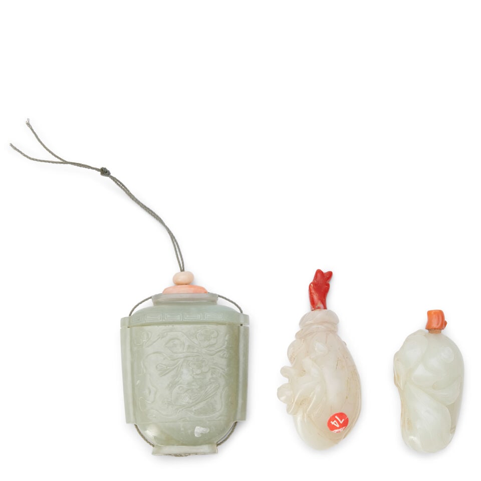 Three Nephrite Bottles, China, (3) - 2