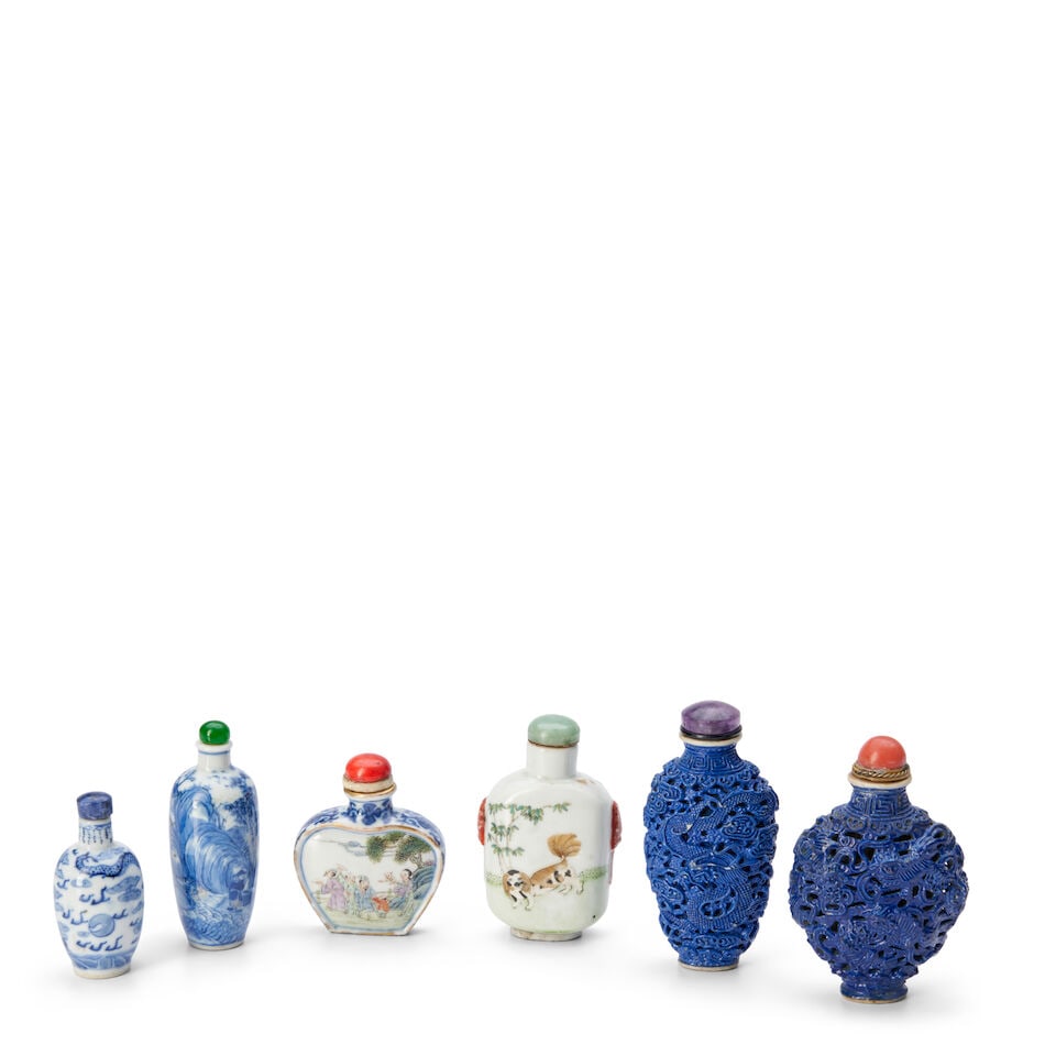 Six Porcelain Snuff Bottles, China, (6) - 2