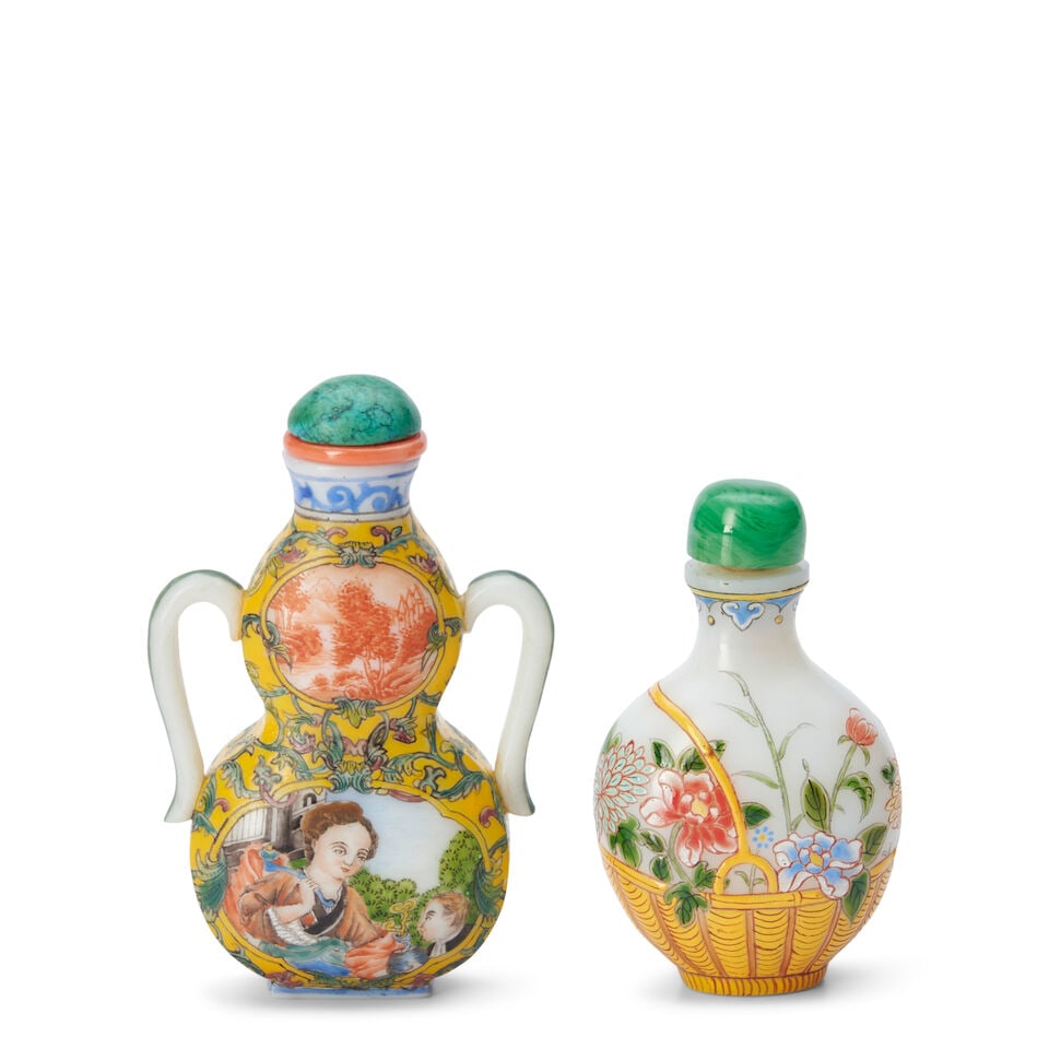 Two Enameled Glass Snuff Bottles, China, (2) - 2