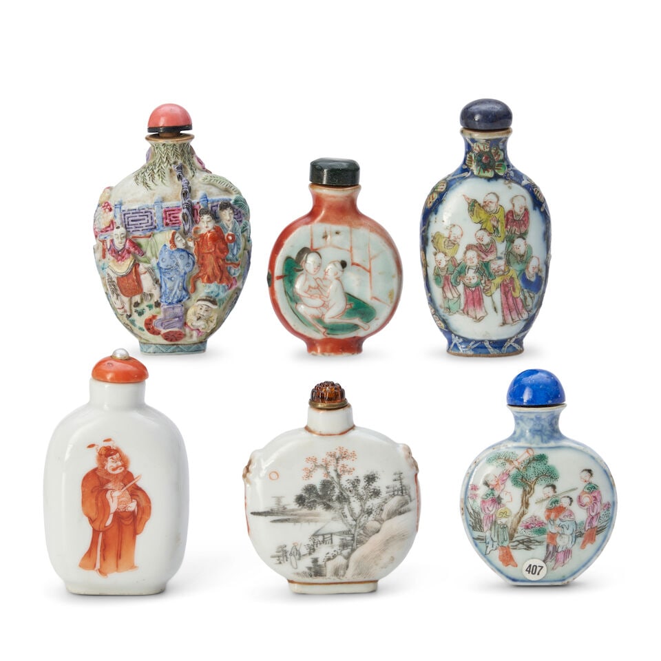 A Group of Six Enameled Figural Snuff Bottle, China, (6) - 2