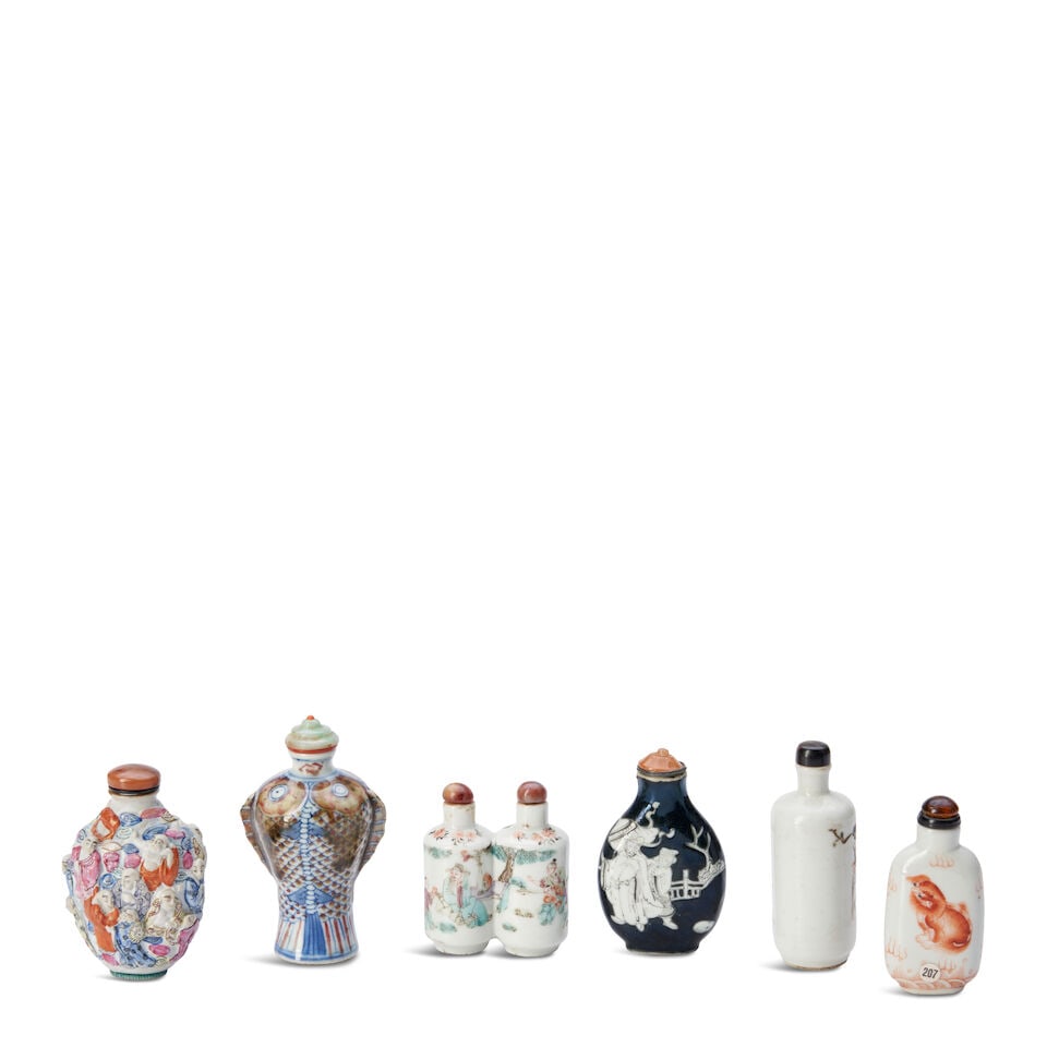 Six Porcelain Snuff Bottles, China, (6) - 2