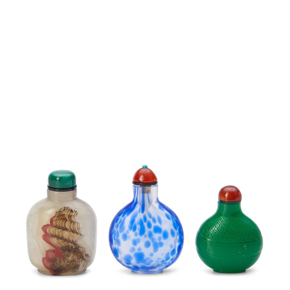 A Group of Three Glass Snuff Bottles, China, (3) (1 of 2)