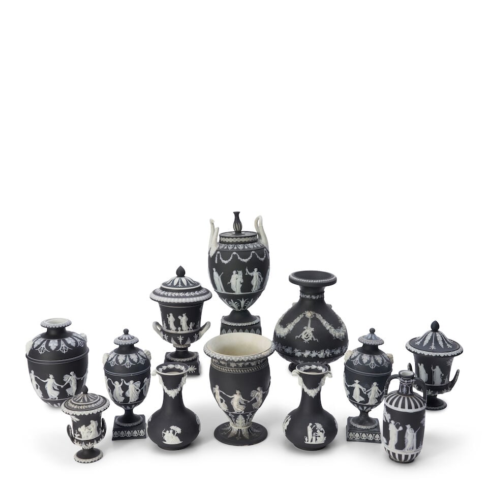 Twelve Wedgwood Black Jasper-Dip Vases, England, 19th century, (1 of 1)