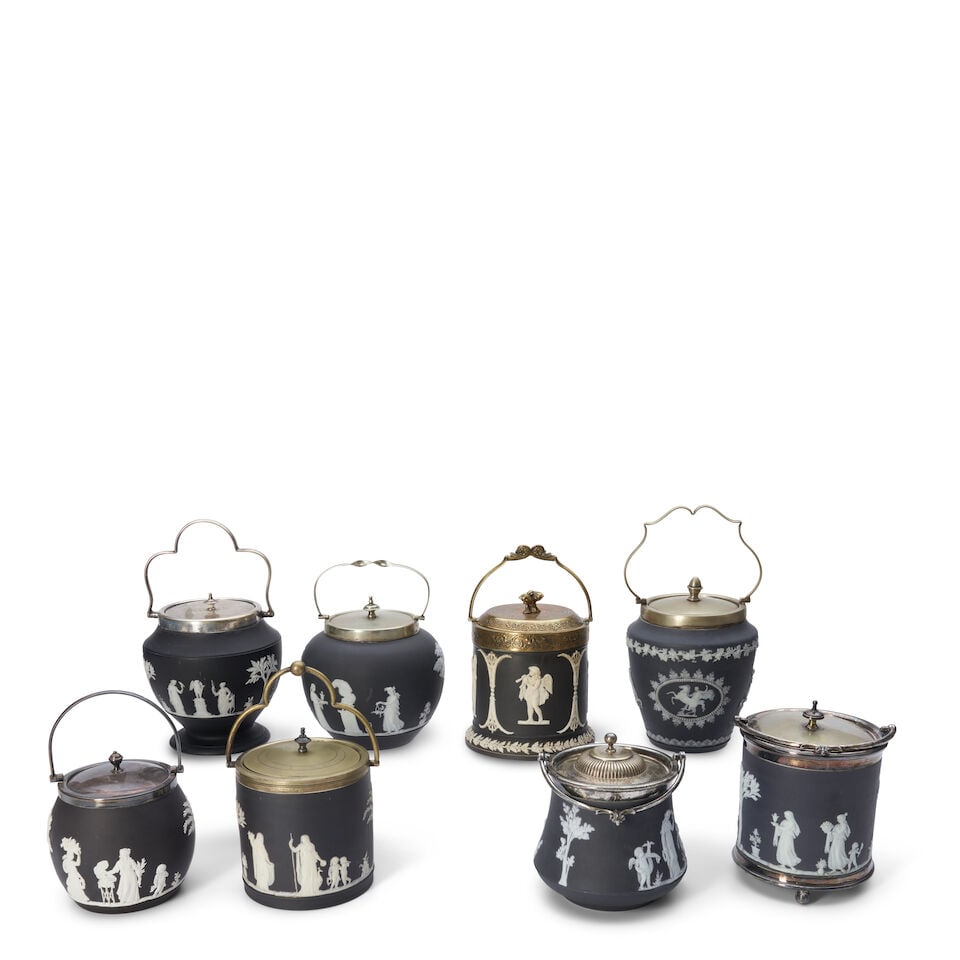 Eight Wedgwood and Wedgwood-Type Biscuit Jars, 19th and 20th century, (1 of 1)
