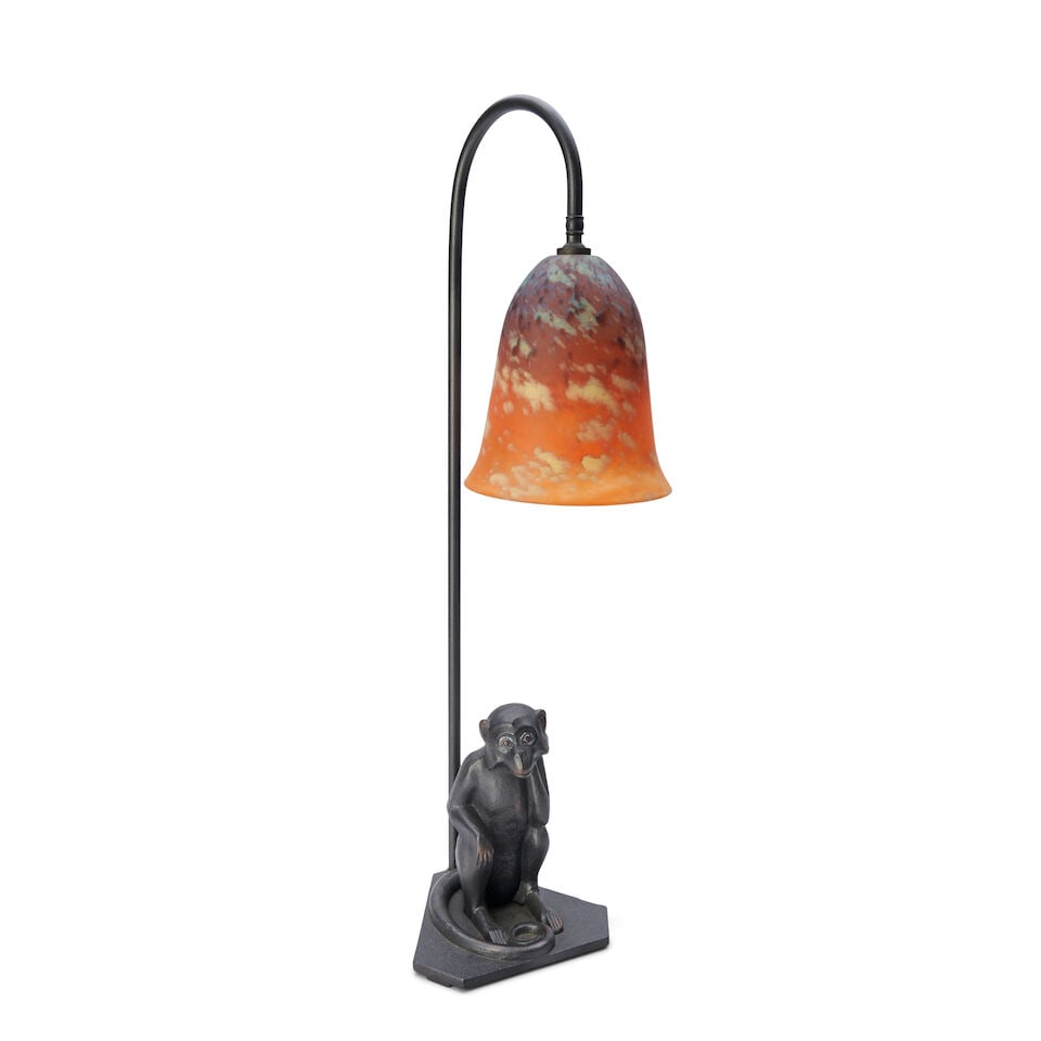 Art Deco Monkey Table Lamp, probably United States, c. 1940, (1 of 2)
