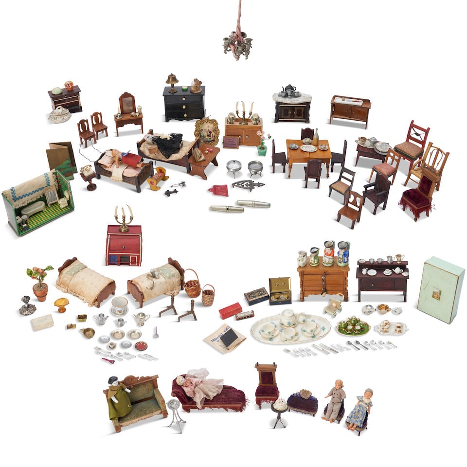 Group of Dollhouse Furniture, Miniatures, and Accessories, 19th/20th century, (1 of 1)