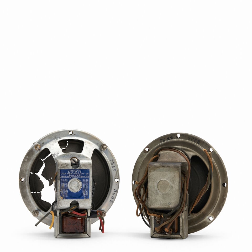 Two Speakers From Vintage Radios, United States, 20th century, steel, copper wire, paper, one ma... - 2