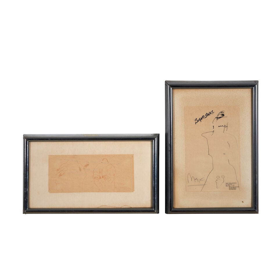 Peter Max (American, born 1937) A Pair of Pencil Sketches;: Peter Max (American, born 1937) A Pair of Pencil Sketches; A Nude Figure signed 'MAX' (lower left); signed and dated 'Max 73' (upper center, in ink); inscribed 'SUGAP,SALES' (upper left); with two sta