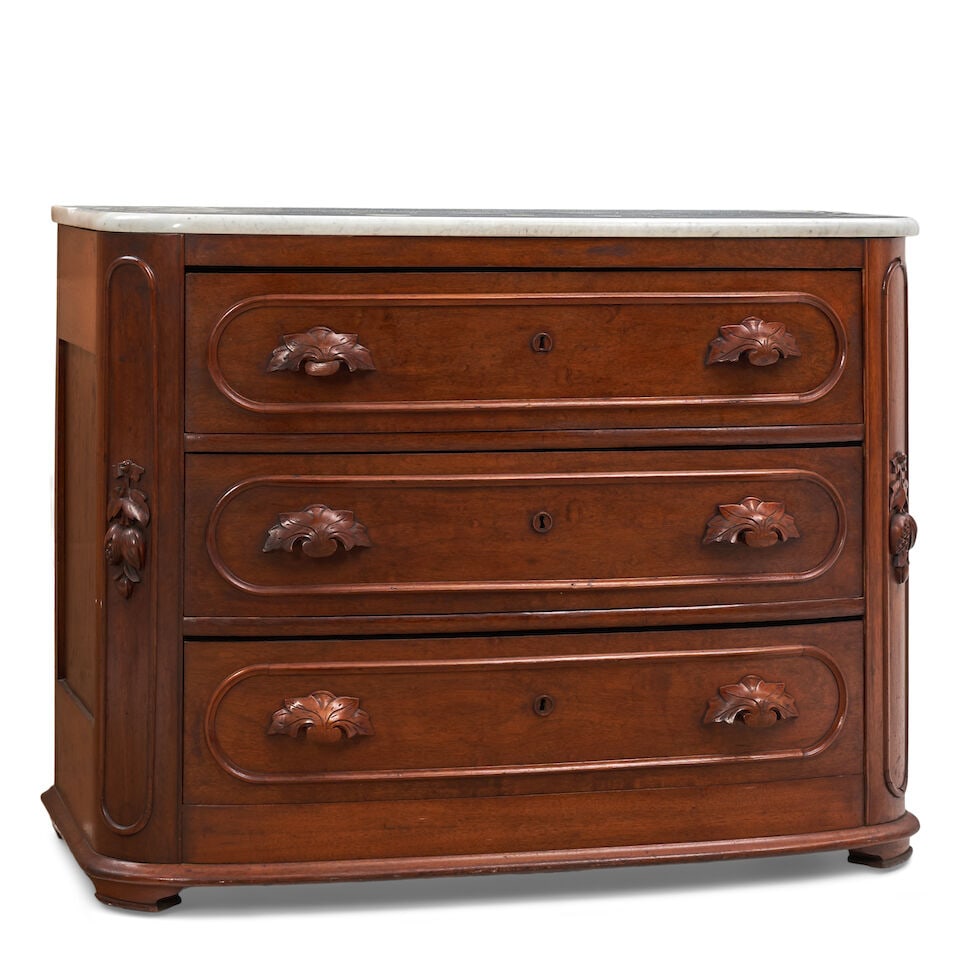 Victorian Marble-top Walnut Veneered Chest of Drawers, 19th century, - 2