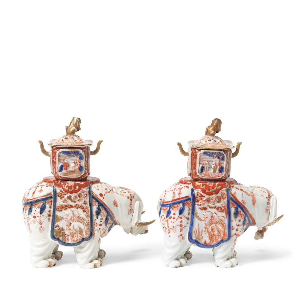 A PAIR OF MOULDED IMARI 'ELEPHANT' KORO (INCENSE BURNERS) Meiji period, 19th century (6) - 2