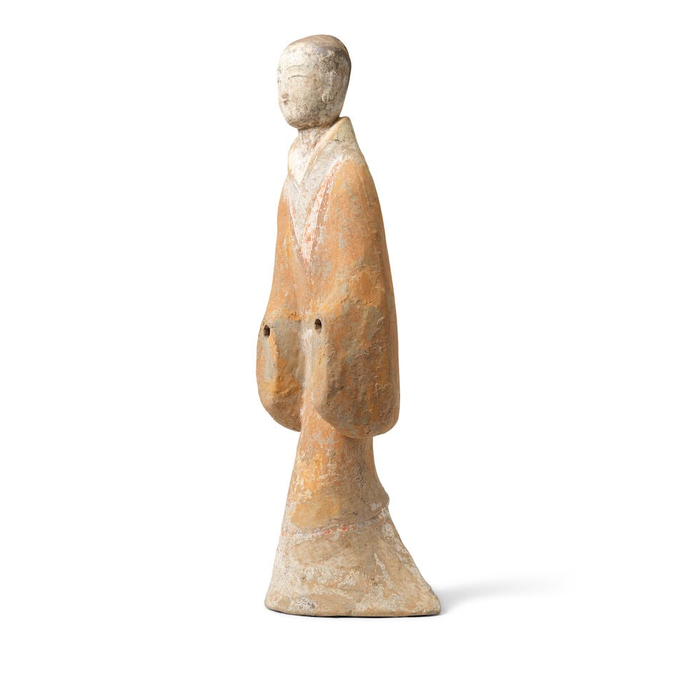 A LARGE POTTERY MODEL OF AN ATTENDANT Han Dynasty - 3