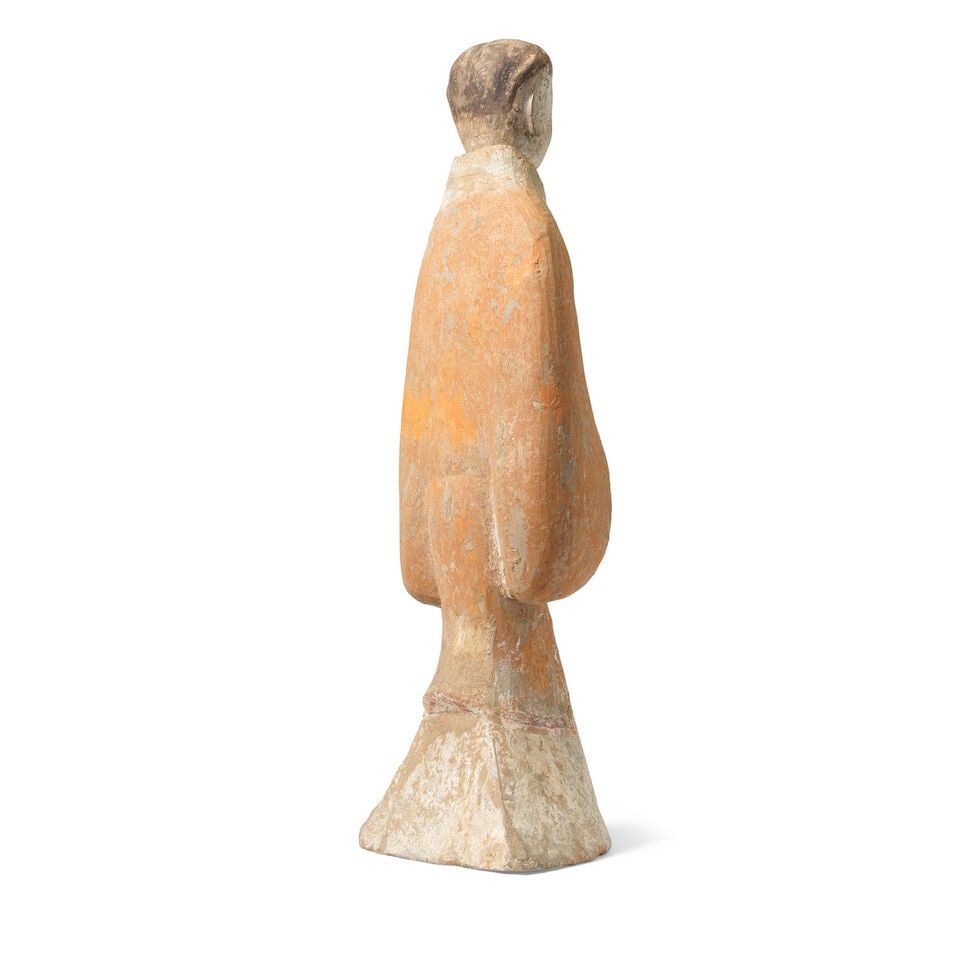 A LARGE POTTERY MODEL OF AN ATTENDANT Han Dynasty - 4