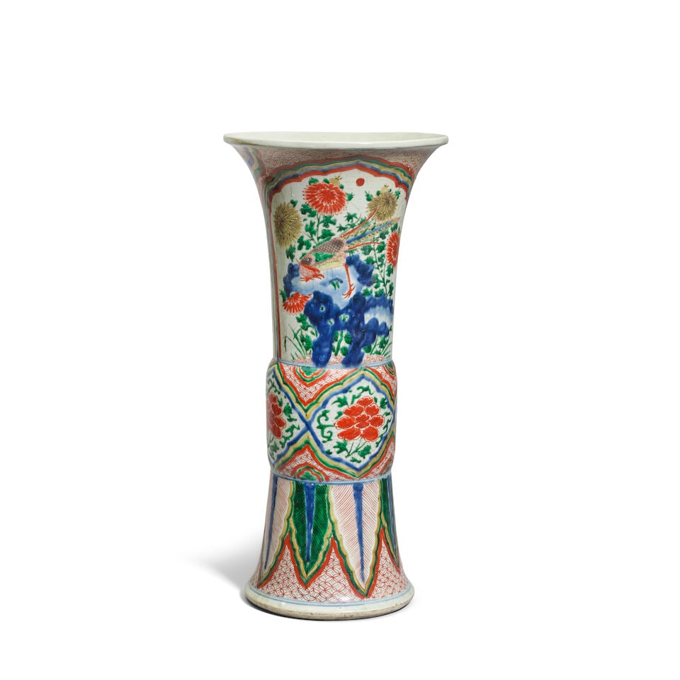 A WUCAI 'PHOENIX' VASE, GU Shunzhi - 2