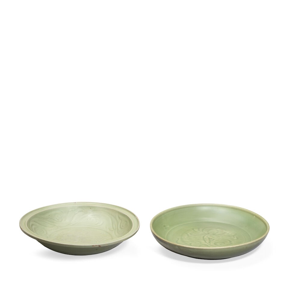TWO LONGQUAN CELADON CHARGERS Ming Dynasty (2) - 2
