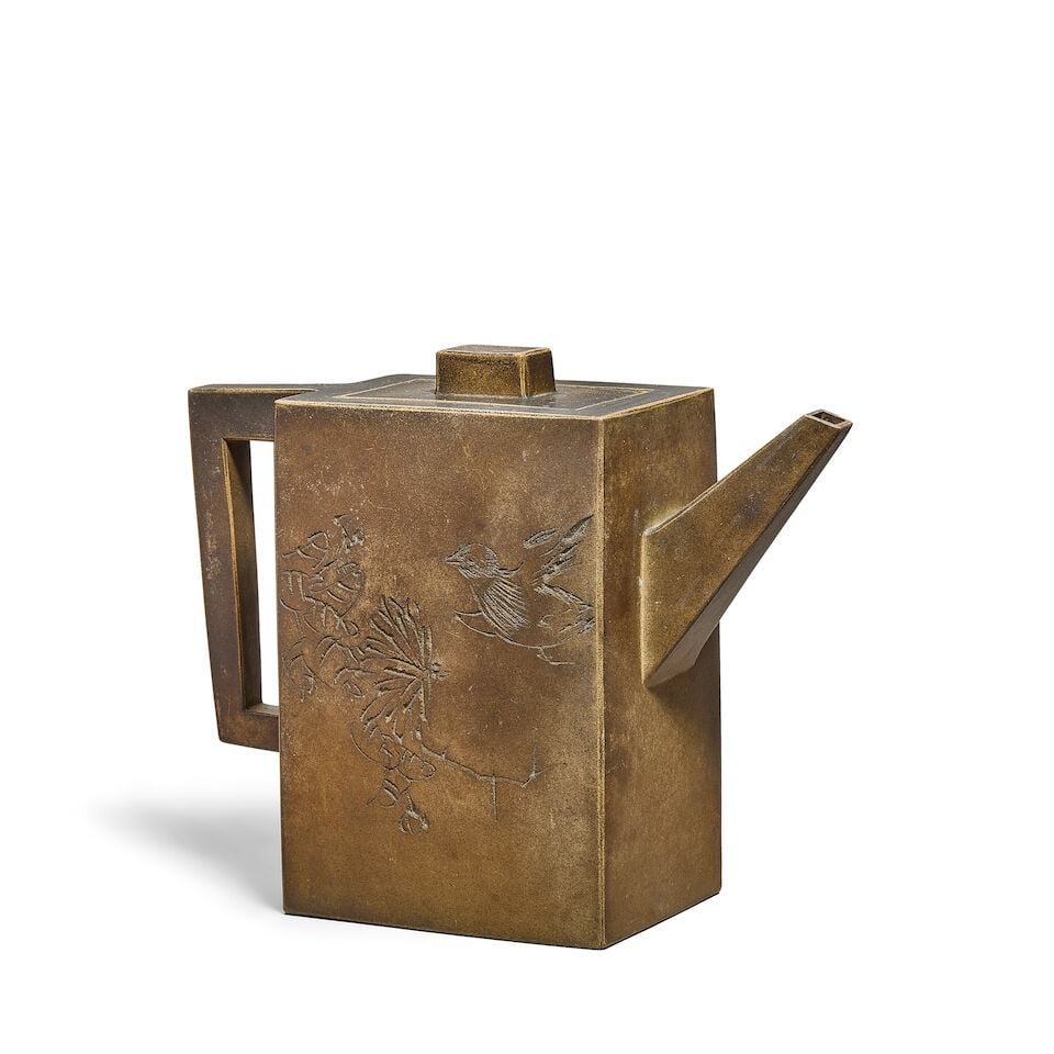A YIXING TEAPOT AND COVER Dated Gengwu year corresponding to 1930 and of the period (2) - 4