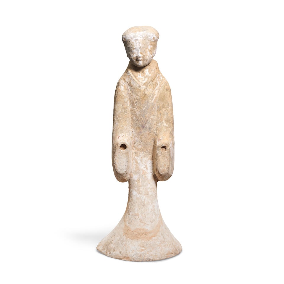 A PAINTED POTTERY STANDING FIGURE AND A PAINTED POTTERY MODEL OF A HORSE Han Dynasty (3) - 4