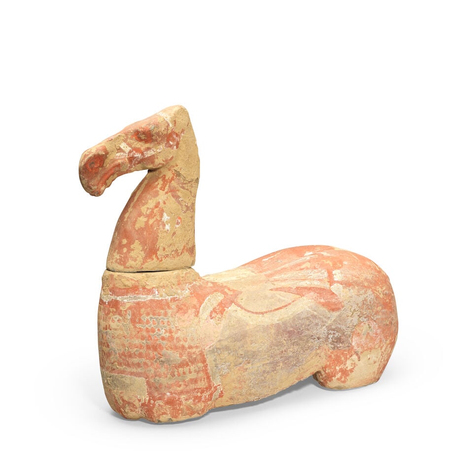 A PAINTED POTTERY STANDING FIGURE AND A PAINTED POTTERY MODEL OF A HORSE Han Dynasty (3) - 7