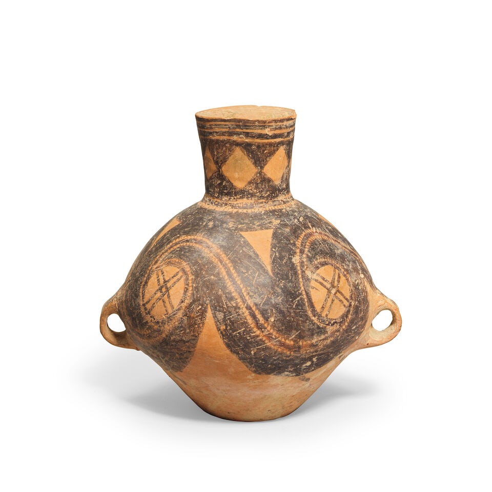 A PAINTED POTTERY JAR AND A STONEWARE JAR Neolithic and Eastern Zhou (3) - 2