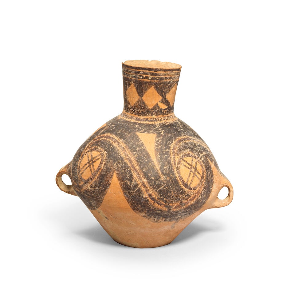 A PAINTED POTTERY JAR AND A STONEWARE JAR Neolithic and Eastern Zhou (3) - 3