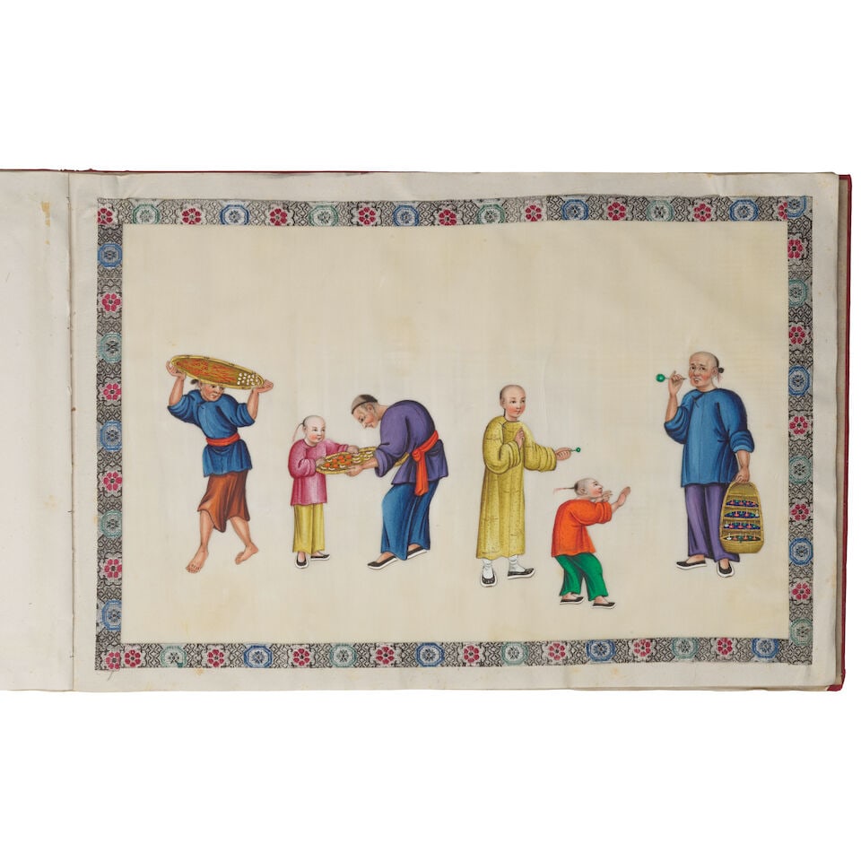 CHINESE ARTIST (19TH CENTURY) An album of twelve street vendor scenes - 3