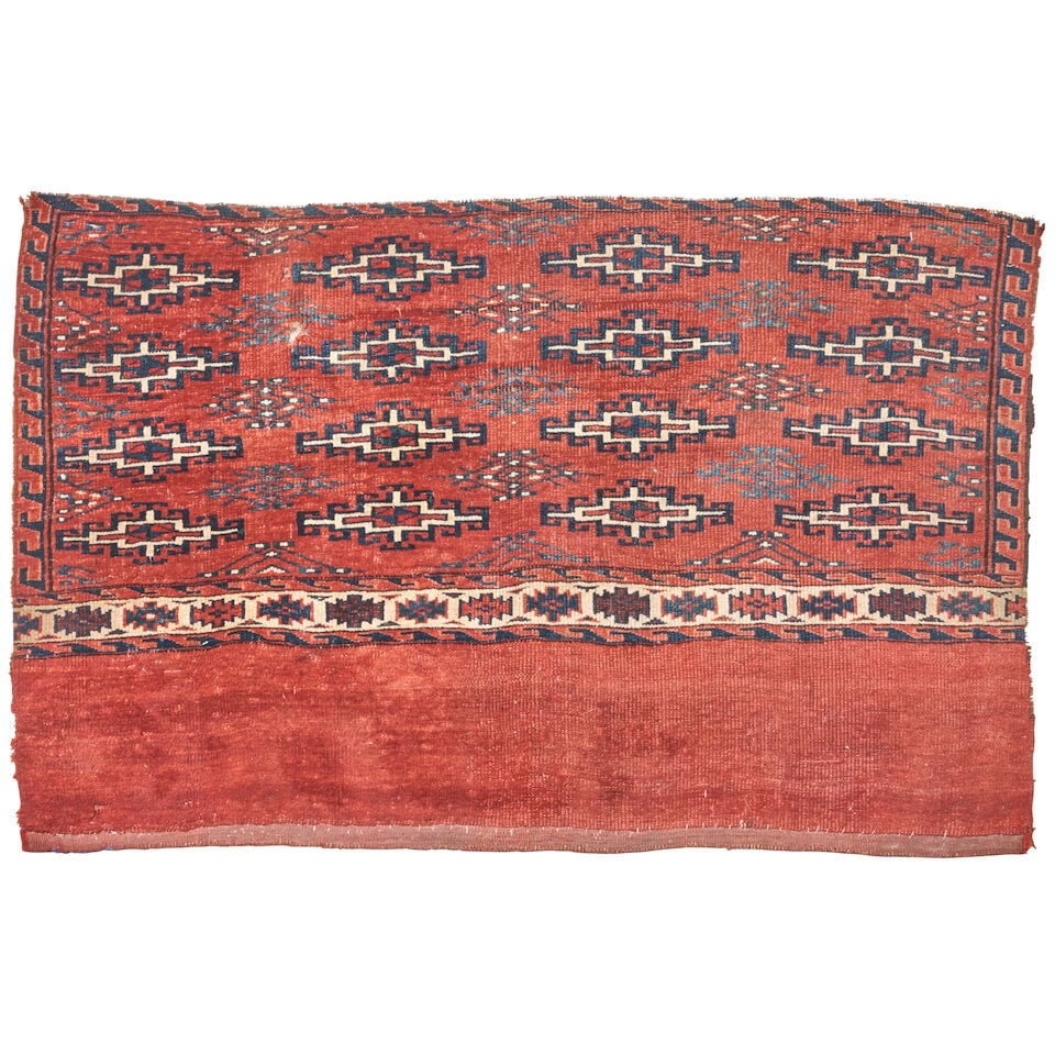 Yomut Chuval Turkestan 3 ft. 3 in. x 2 ft. 3 in.: Yomut Chuval Turkestan c. 1900 3 ft. 3 in. x 2 ft. 3 in. For further information on this lot please visit Bonhams.com For further information about this lot please
